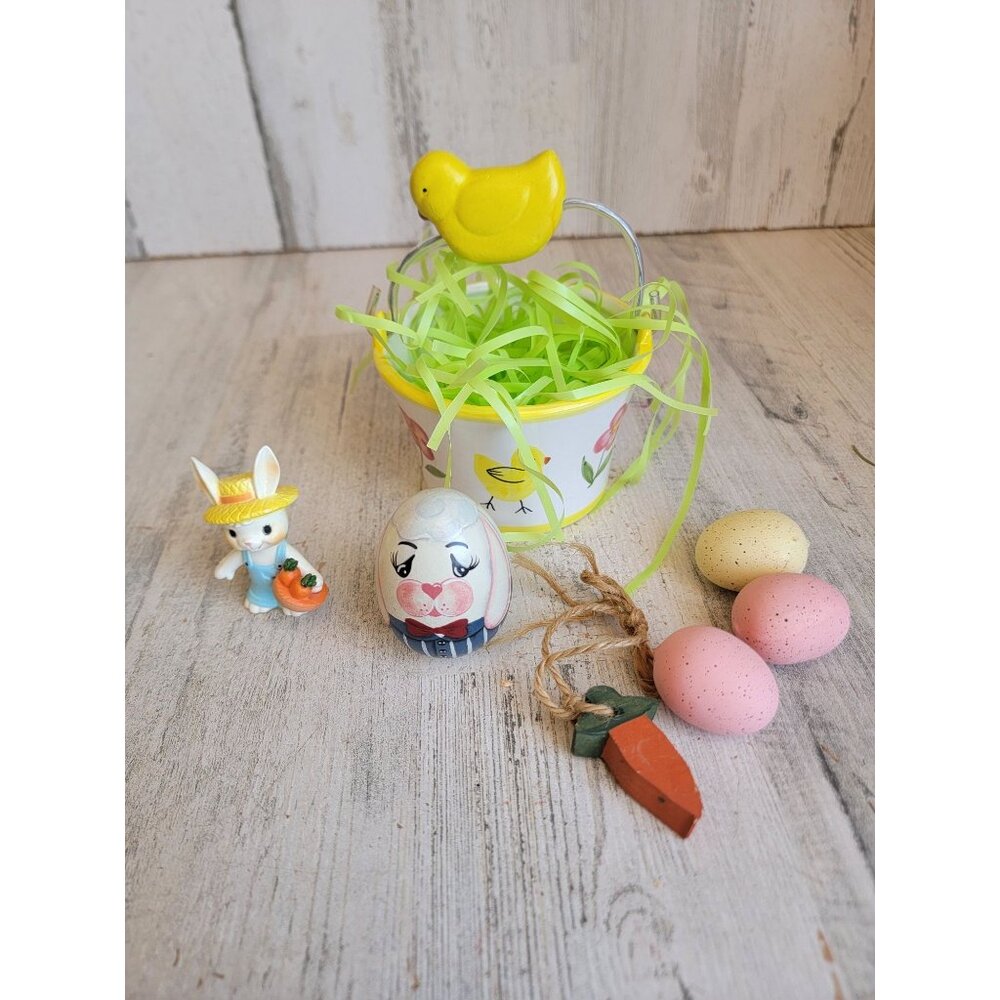 Unique‎ Easter variety basket Bunny eggs home decor set figure